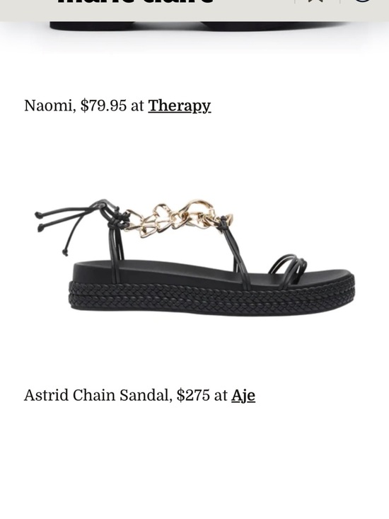 Aje Black Sandal with Gold Chain Detail